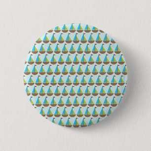 Cute Blue Sailboat Design for Boys 6 Cm Round Badge
