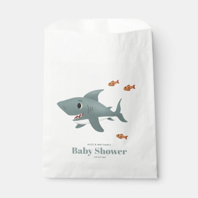 Cute Blue Sea Shark Boys Baby Shower Favour Bags (Front)