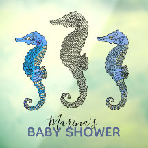 Cute Blue Seahorse Funny Nautical Boy Baby Shower