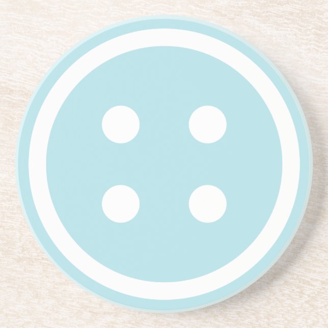 Cute Blue Sewing Button Coaster (Front)