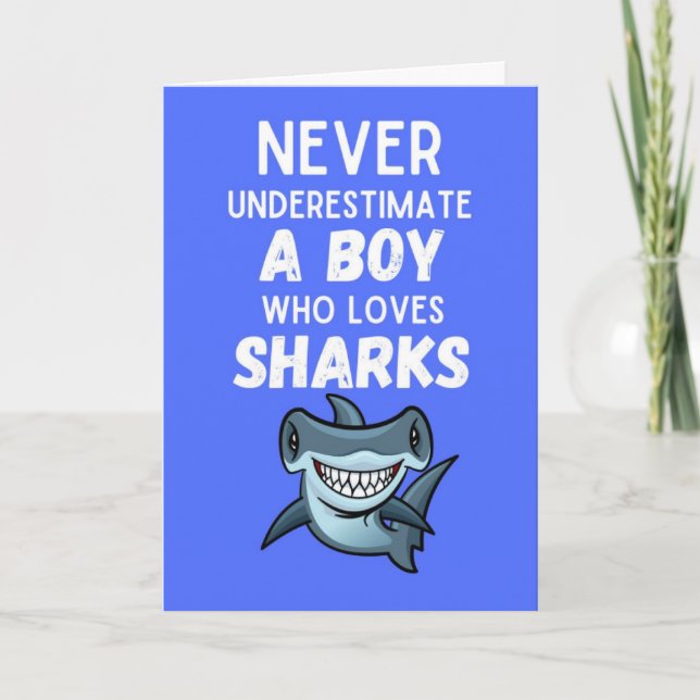 Cute Blue Shark Cards For Baby Boy Ocean Lover Kid (Front)