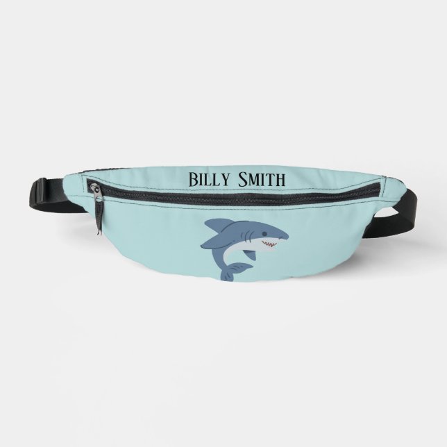 Cute blue shark personalised bum bags (Front)