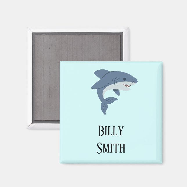 Cute blue shark personalised magnet (Front/Back)