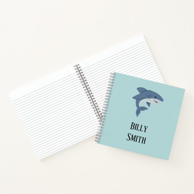 Cute blue shark personalised notebook (Inside)