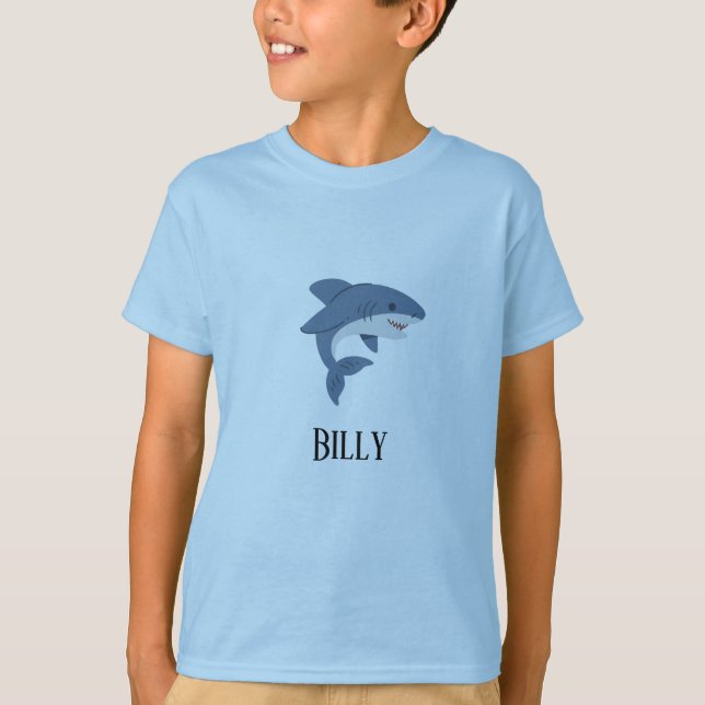 Cute blue shark personalised T-Shirt (Front)