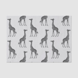 Cute Blue Silver Giraffe Print Tissue Paper