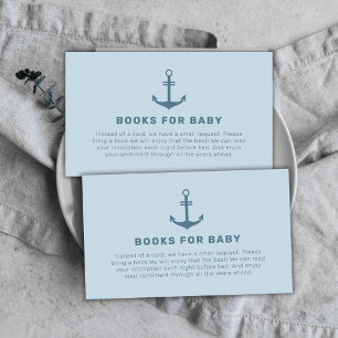 Cute Blue Simple Anchor Books For Baby Shower Enclosure Card
