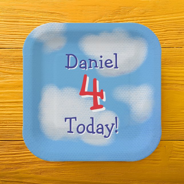 Cute Blue Sky kids Birthday  Paper Plate (Creator Uploaded)