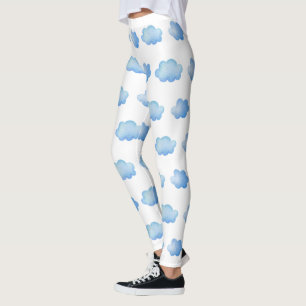 Cute Blue Sky Marble Cloud Pattern Leggings Womens