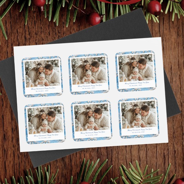 Cute Blue Snowflake Christmas  Square Sticker (Creator Uploaded)