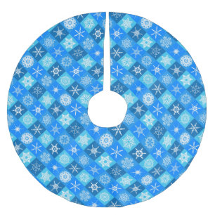 Cute blue snowflake patterns design brushed polyester tree skirt