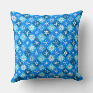 Cute blue snowflake patterns design cushion