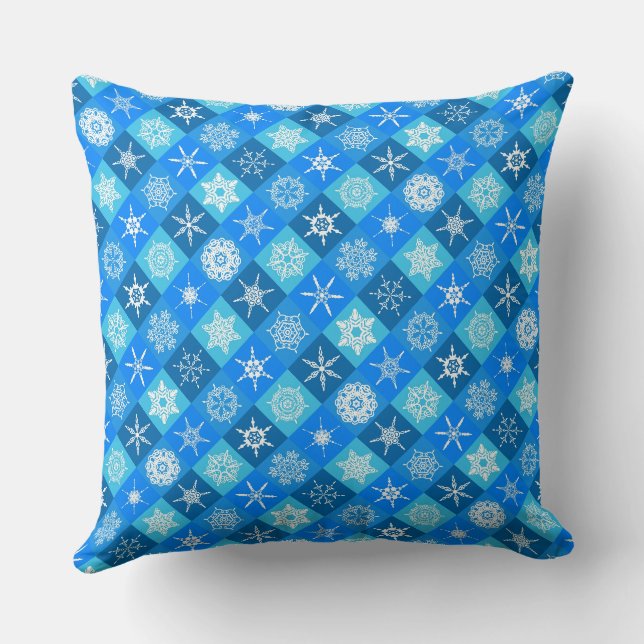 Cute blue snowflake patterns design cushion (Back)