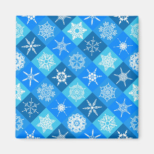 Cute blue snowflake patterns design magnet