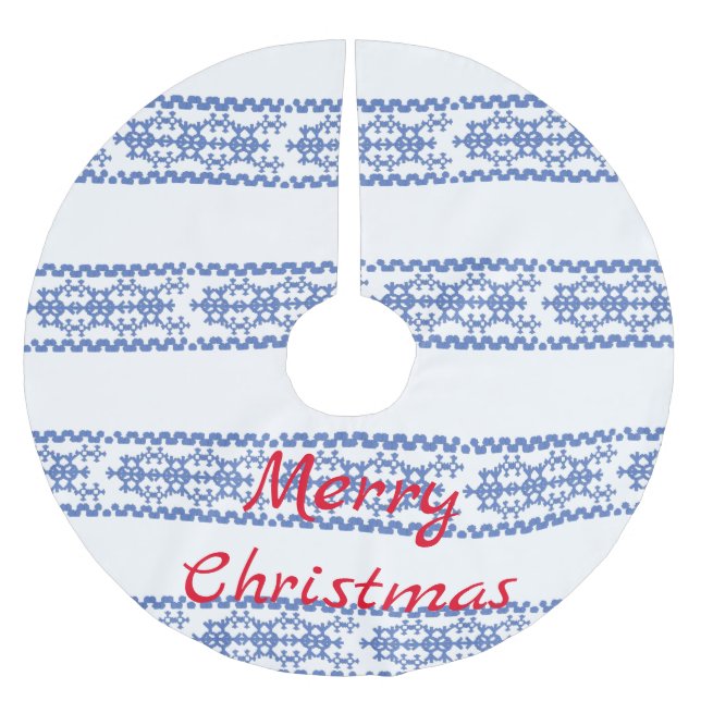 Cute Blue Snowflakes Pattern Thunder_Cove Brushed Polyester Tree Skirt (Front)
