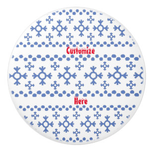 Cute Blue Snowflakes Pattern Thunder_Cove Ceramic Knob