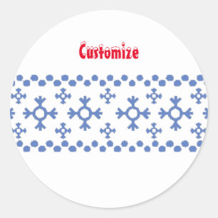 Cute Blue Snowflakes Pattern Thunder_Cove Classic Round Sticker