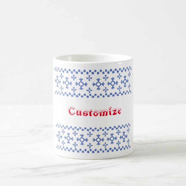 Cute Blue Snowflakes Pattern Thunder_Cove Coffee Mug (Center)