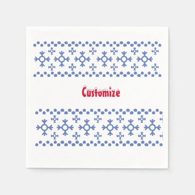 Cute Blue Snowflakes Pattern Thunder_Cove Napkin (Front)