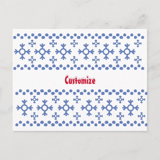 Cute Blue Snowflakes Pattern Thunder_Cove Postcard (Front)