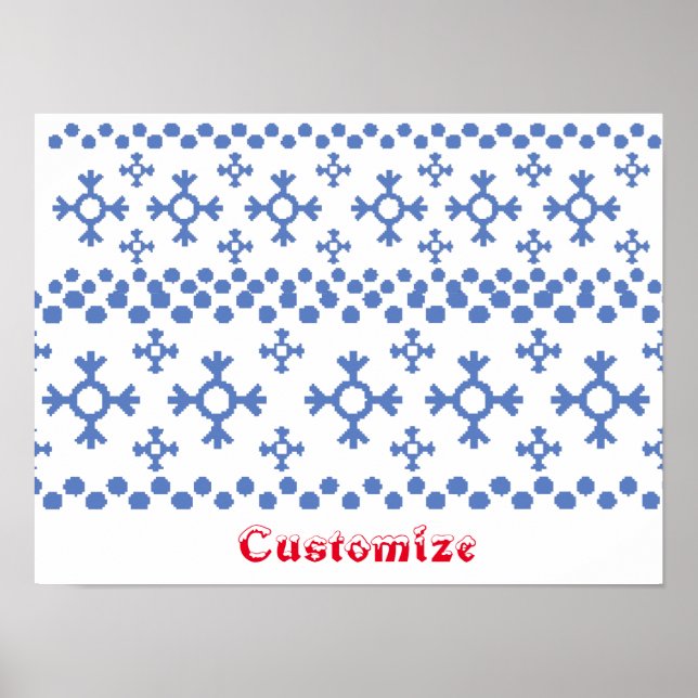 Cute Blue Snowflakes Pattern Thunder_Cove Poster (Front)