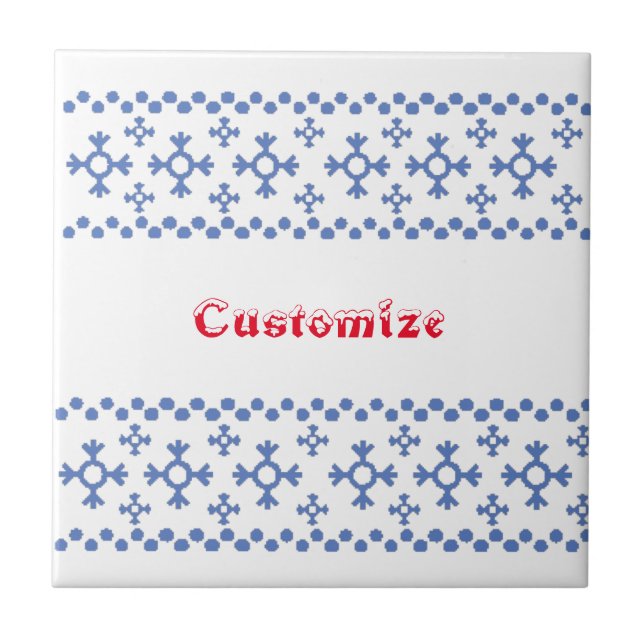 Cute Blue Snowflakes Pattern Thunder_Cove Tile (Front)
