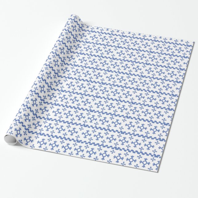 Cute Blue Snowflakes Pattern Thunder_Cove Wrapping Paper (Unrolled)