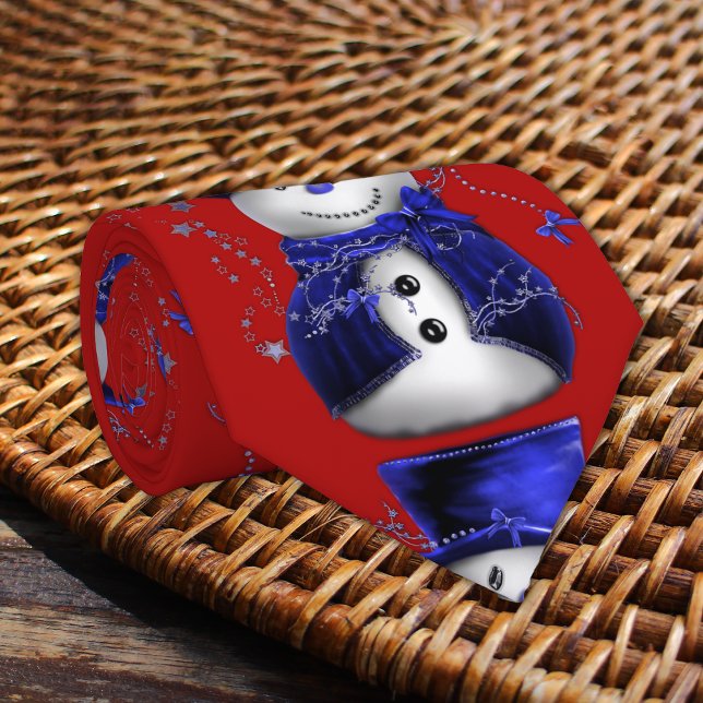Cute Blue Snowman Christmas  Tie (Cute Blue Snowman Christmas Tie by the Olde Christmas Shoppe)