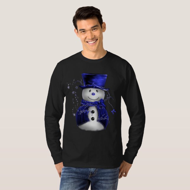 Cute Blue Snowman T-Shirt (Front Full)
