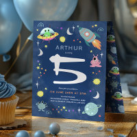 Cute Blue Space Alien Monster Boys Birthday