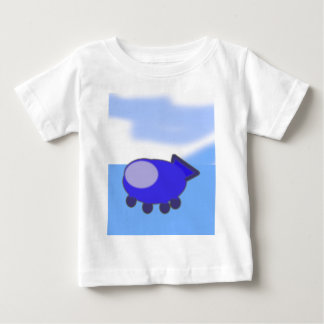 Cute Blue Spaceship on French Blue Clouds Baby T-Shirt