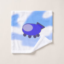 Cute Blue Spaceship on French Blue Clouds