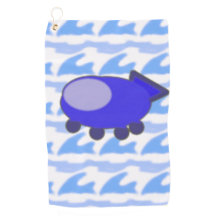 Cute Blue Spaceship Waveworld Clouds Golf Towel