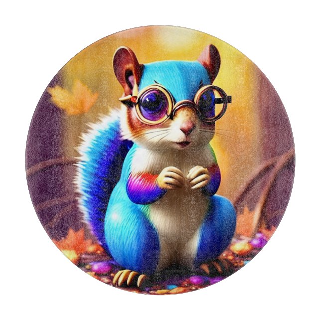  Cute Blue Squirrel with Glasses-46506 Cutting Board (Front)