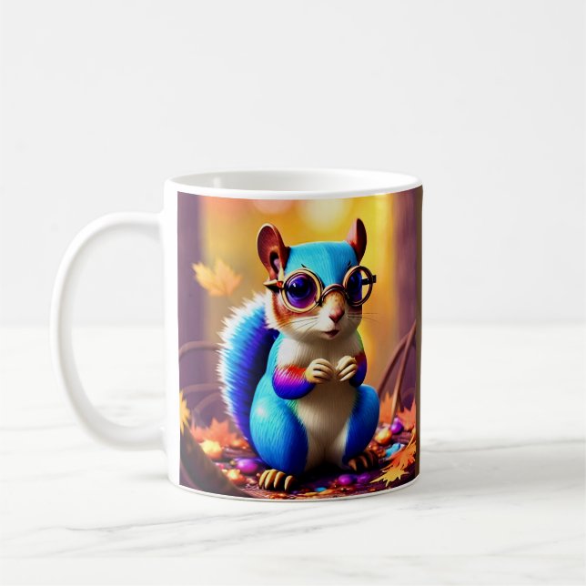 Cute Blue Squirrel with Glasses-56786 Coffee Mug (Left)