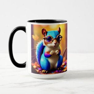 Cute Blue Squirrel with Glasses Mug