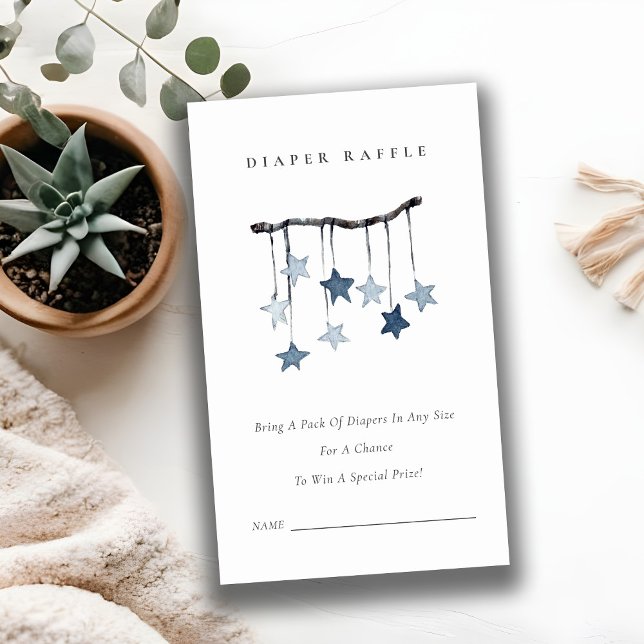 Cute Blue Star Mobile Diaper Raffle Baby Shower Enclosure Card (Creator Uploaded)
