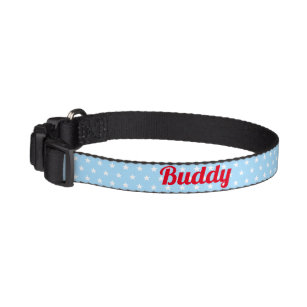 Cute Blue Stars Red Dog Puppy Doggy Name Custom Pet Collar