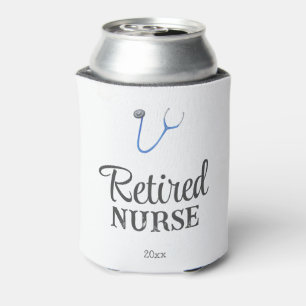 Cute Blue Stethoscope Retired Nurse  Can Cooler