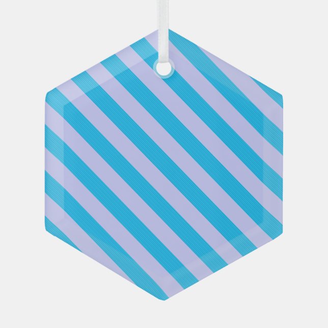 Cute blue stripes patterns glass tree decoration (Front)
