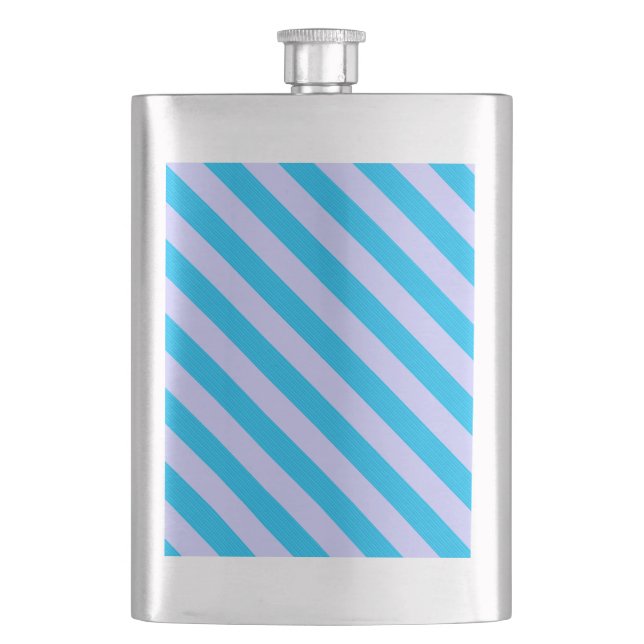 Cute blue stripes patterns hip flask (Front)