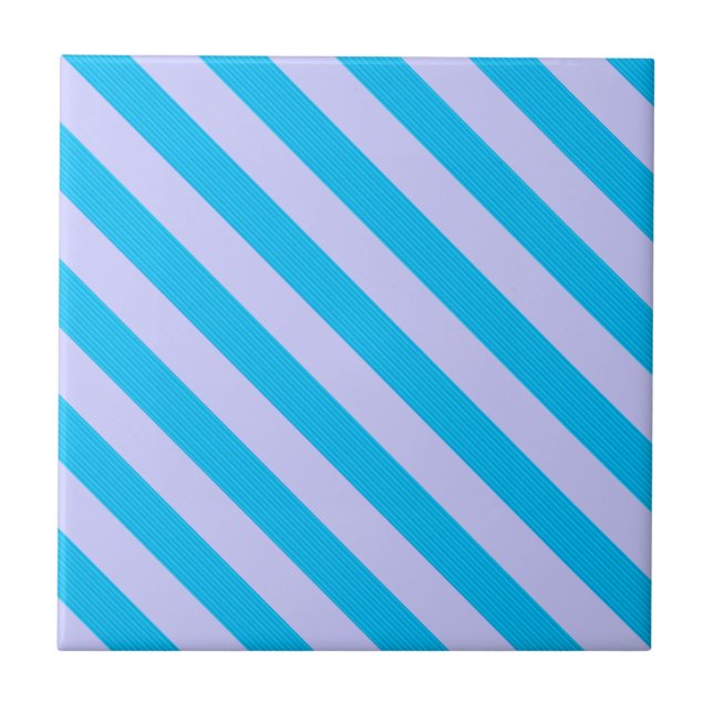 Cute blue stripes patterns tile (Front)