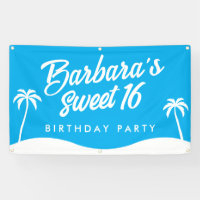 Cute Blue Summer Beach Party Sweet 16