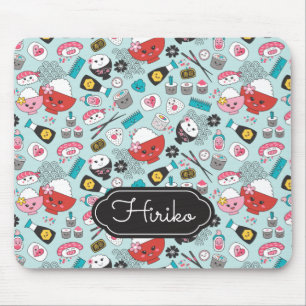Cute Blue Sushi Pattern Mouse Pad
