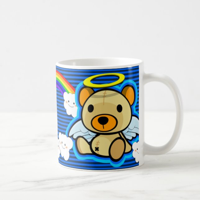 Cute blue teddy bear angel mug (Right)