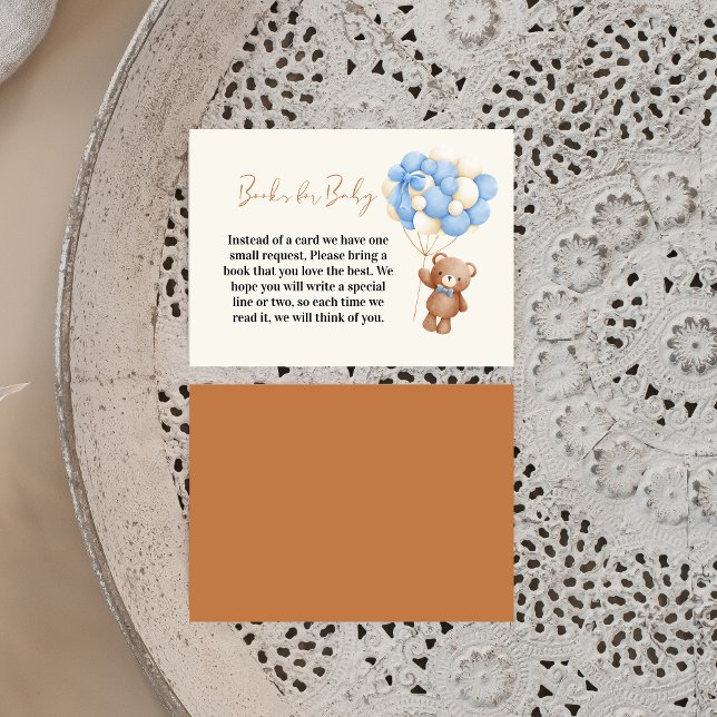 Cute Blue Teddy Bear Books for Baby Shower Insert  (Creator Uploaded)