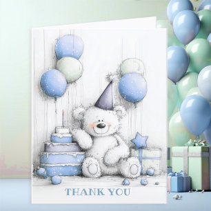 Cute Blue Teddy Bear Thank You Card