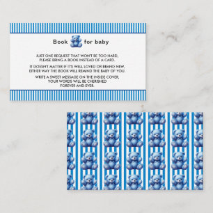 Cute Blue Teddy Bear Vintage Baby Boy Shower Enclosure Card