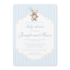 Cute blue teddy bear vintage baby boy shower