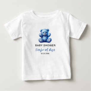 Cute Blue Teddy Bear Vintage Baby Boy Shower T-Shirt